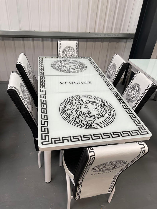 White Versace Dining Table Set