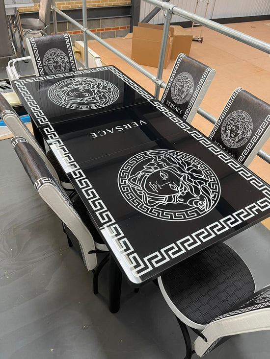 Black Versace Dining Table Set